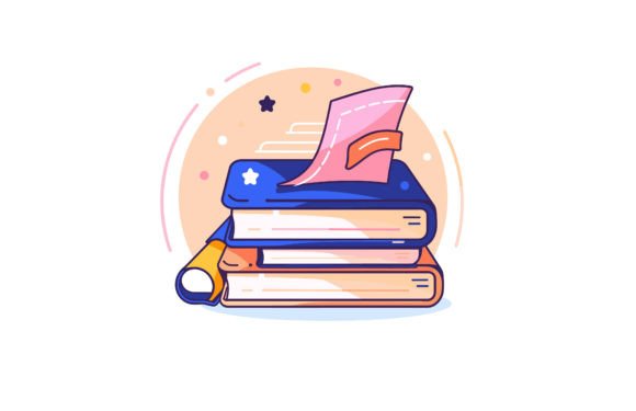 Book and Pencil Vector Flat Illustration