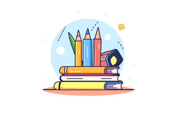Colorful Books and Pencil Flat Vector: A Practical Design Asset for Real Projects