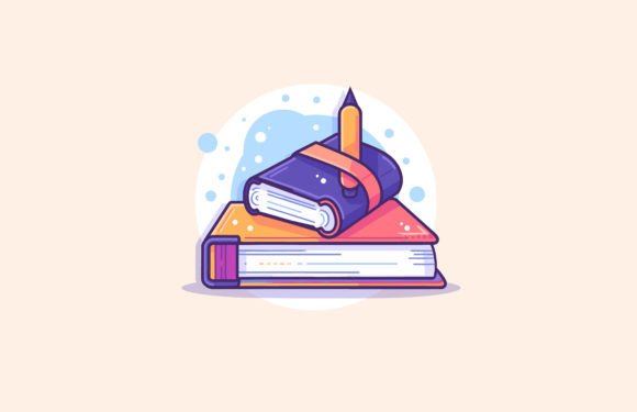 Colorful Books with Pencil Illustration: A Versatile Design Asset for Back-to-School and Beyond