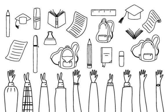 School Supplies and Items Set