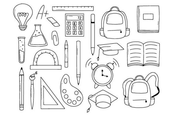 Set of School Items Vector Illustration